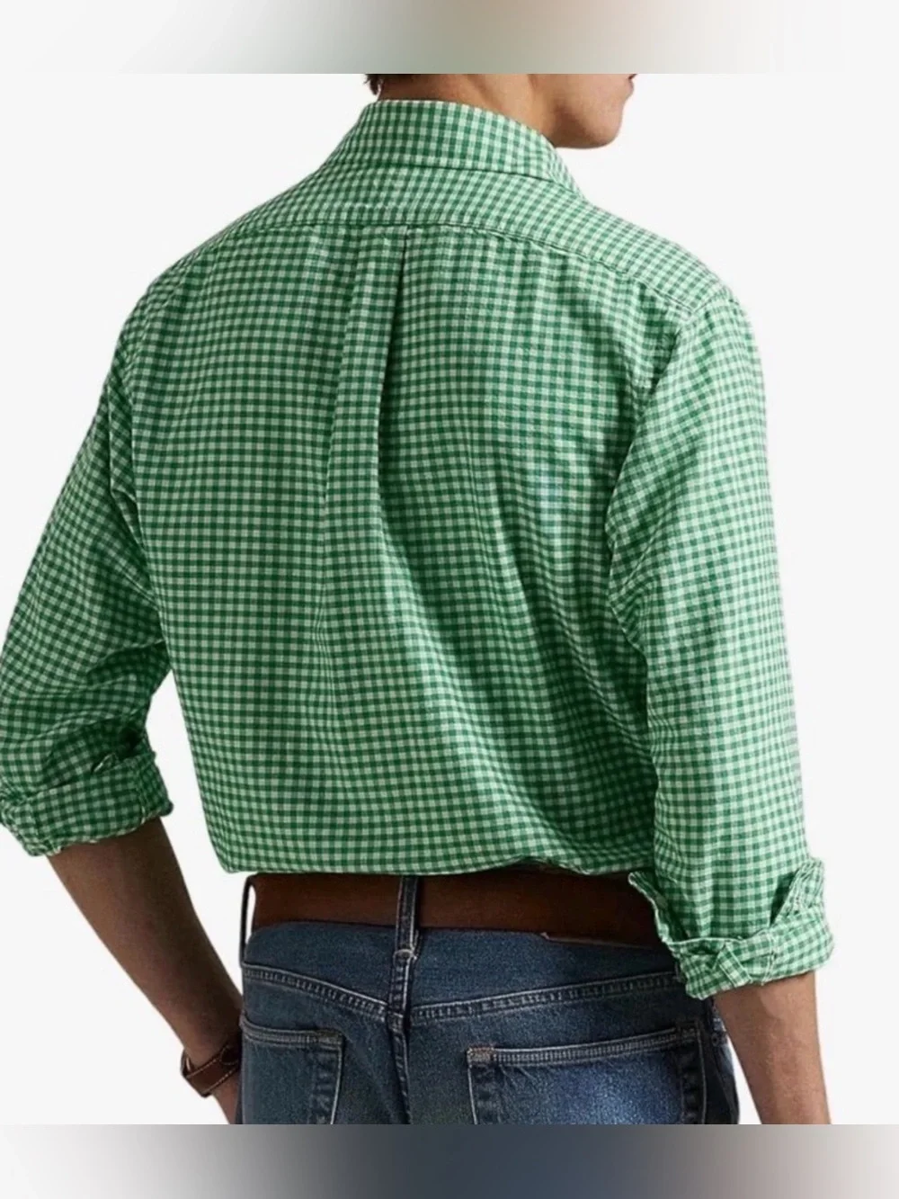Polo Ralph Lauren Gingham Long Sleeves Button Down Shirt Green/White Sz XS NWT